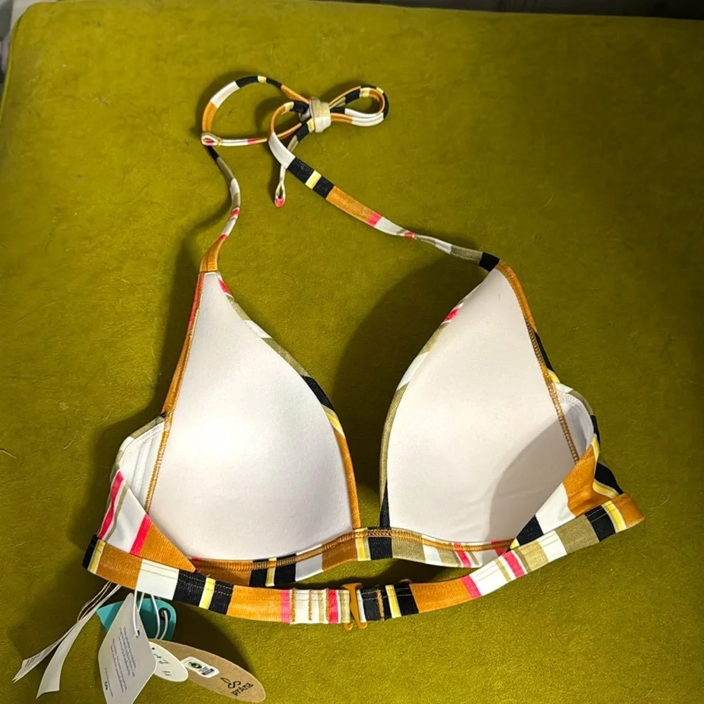 prAna Lexie Adjustable Triangle Halter Top in Gilded Soleil Stripe Small 57 - Picture 5 of 6
